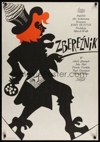 6t414 SINFUL DAVEY Polish 23x33 '73 John Huston, cool Jerzy Treutler artwork!