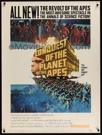 6w106 CONQUEST OF THE PLANET OF THE APES style B 30x40 '72 Roddy McDowall, the revolt of the apes!