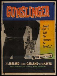 6w115 GUNSLINGER 30x40 '56 Roger Corman directed, hired to kill sexy Beverly Garland!
