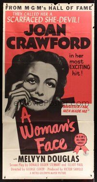 6w024 WOMAN'S FACE 3sh R54 Joan Crawford as scarfaced she-devil, Best Picture of 1941!