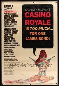 6w146 CASINO ROYALE 40x60 '67 all-star James Bond spy spoof, sexy psychedelic art!