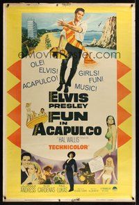 6w160 FUN IN ACAPULCO style Y 40x60 '63 Elvis Presley in fabulous Acapulco, Mexico, Ursula Andress!