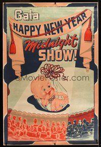 6w162 GALA HAPPY NEW YEAR MIDNIGHT SHOW 40x60 '57 artwork of giant baby 1958!
