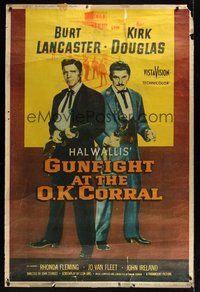 6w166 GUNFIGHT AT THE O.K. CORRAL style Y 40x60 '57 Burt Lancaster, Kirk Douglas, John Sturges!