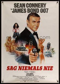 6w067 NEVER SAY NEVER AGAIN German 33x47 '83 different art of Sean Connery as James Bond by Casaro