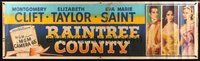 6w071 RAINTREE COUNTY paper banner '57 art of Montgomery Clift, Elizabeth Taylor & Eva Marie Saint!