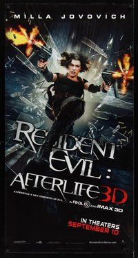 6w043 RESIDENT EVIL: AFTERLIFE DS IMAX 3D teaser special 26x50 '10 Milla Jovovich with guns!