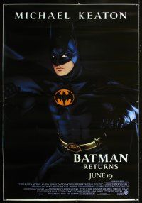 6w079 BATMAN RETURNS advance set of 3 vinyl banners '92 great images of Batman, Catwoman & Pengiun!