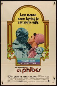 6x126 ABOMINABLE DR. PHIBES 1sh '71 Vincent Price says love means never having to say you're ugly!