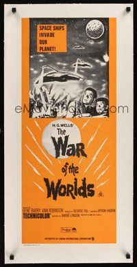 6x032 WAR OF THE WORLDS linen Aust daybill R70s H.G. Wells classic produced by George Pal!