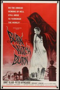 6x154 BURN WITCH BURN 1sh '62 undead demons of Hell arise to terrorize the world!