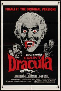 6x165 COUNT DRACULA 1sh '71 directed by Jess Franco, art of Christoper Lee as the vampire!