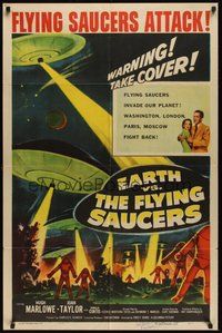 6x185 EARTH VS. THE FLYING SAUCERS signed 1sh '56 by special effects master Ray Harryhausen!