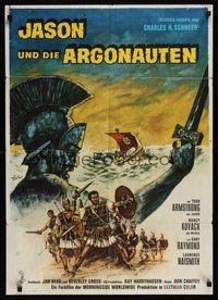 6x645 JASON & THE ARGONAUTS German '63 Ray Harryhausen, cool different artwork by Rolf Goetze!