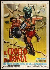 6x100 FALL OF ROME style B Italian 1p '63 Il Crollo di Roma, cool sword & sandal artwork!
