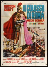 6x102 HERO OF ROME Italian 1p '64 full-length art of gladiator Gordon Scott by Renato Casaro!
