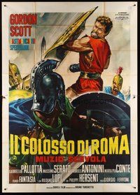6x099 HERO OF ROME Italian 2p '64 different art of Gordon Scott in battle by Renato Casaro!