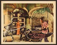 6x368 7th VOYAGE OF SINBAD LC #6 '58 Ray Harryhausen, cool fx scene w/ Mathews battling skeleton!
