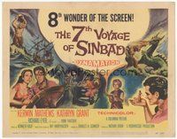 6x313 7th VOYAGE OF SINBAD TC '58 Kerwin Mathews, Ray Harryhausen classic, cool fantasy art!