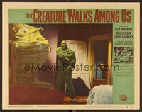 6x391 CREATURE WALKS AMONG US LC #7 '56 full-length image of the monster busting through doorway!