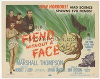6x331 FIEND WITHOUT A FACE TC '58 giant brain & sexy girl in towel, mad science spawns evil!