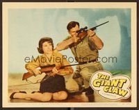 6x412 GIANT CLAW LC #7 '57 close up of Jeff Morrow & sexy Mara Corday pointing their rifles!