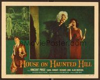 6x422 HOUSE ON HAUNTED HILL LC #8 '59 woman screams at crazy white-haired female monster!