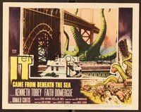 6x434 IT CAME FROM BENEATH THE SEA LC '55 Ray Harryhausen, fx image of monster attacking bridge!