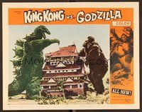 6x440 KING KONG VS. GODZILLA LC #4 '63 special fx image of the 2 monsters battling by huge house!