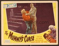 6x453 MUMMY'S CURSE LC #8 R51 full-length image of bandaged monster Lon Chaney Jr. choking guy!
