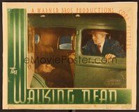 6x484 WALKING DEAD linen LC '36 c/u of Boris Karloff in car looking at dead guy in back seat!