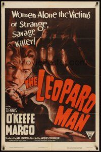 6x232 LEOPARD MAN 1sh R52 Jacques Tourneur, O'Keefe & Margo are victims of a strange killer!