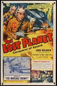 6x234 LOST PLANET Chapter 13 1sh '53 Judd Holdren, sci-fi serial, cool art, The Invisible Enemy!