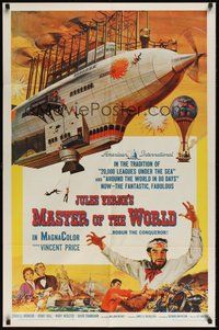 6x238 MASTER OF THE WORLD 1sh '61 Jules Verne, Vincent Price, cool art of enormous flying machine!