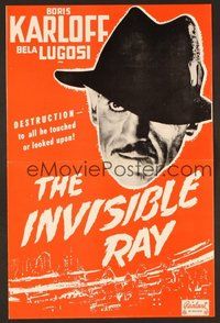 6x078 INVISIBLE RAY pressbook R48 Boris Karloff & Bela Lugosi in Universal horror/sci-fi!