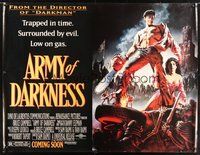 6x062 ARMY OF DARKNESS subway poster '93 Sam Raimi, great art of Bruce Campbell w/ chainsaw hand!