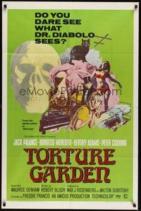 6x288 TORTURE GARDEN 1sh '67 written by Psycho Robert Bloch, do you dare see what Dr. Diabolo sees?