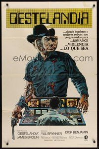 6x304 WESTWORLD Spanish/U.S. 1sh '73 Michael Crichton, cool artwork of cyborg Yul Brynner by Neal Adams!