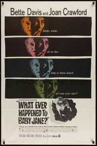 6x305 WHAT EVER HAPPENED TO BABY JANE? 1sh '62 Robert Aldrich, scary Bette Davis & Joan Crawford!