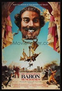 6y483 ADVENTURES OF BARON MUNCHAUSEN 1sh '89 directed by Terry Gilliam, John Neville!