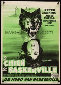 6y378 HOUND OF THE BASKERVILLES Belgian '59 Peter Cushing, great blood-dripping dog artwork!
