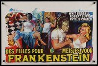 6y383 I WAS A TEENAGE FRANKENSTEIN Belgian '57 wonderful close up art of monster holding sexy girl!