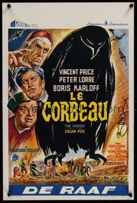 6y423 RAVEN Belgian '68 Jiel horror art of Boris Karloff, Vincent Price & Peter Lorre!