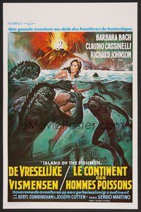 6y433 SOMETHING WAITS IN THE DARK Belgian '80 Island of Fishmen, sexy Barbara Bach being attacked!