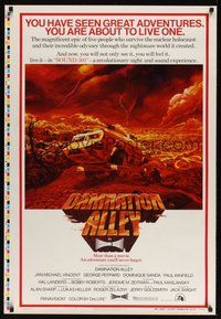 6y476 DAMNATION ALLEY printer's test teaser 1sh '77 art of cool futuristic vehicle by Paul Lehr!