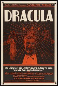 6y459 DRACULA S2 recreation 1sh 1999 Tod Browning, Bela Lugosi vampire classic!