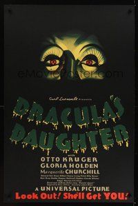 6y464 DRACULA'S DAUGHTER S2 recreation 1sh 2000 Gloria Holden in title role, great close-up art!