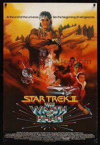 6y109 STAR TREK II English 1sh '82 The Wrath of Khan, Leonard Nimoy, William Shatner, Bob Peak art