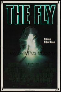 6y511 FLY 1sh '86 David Cronenberg, Jeff Goldblum, cool sci-fi art of telepod by Mahon!