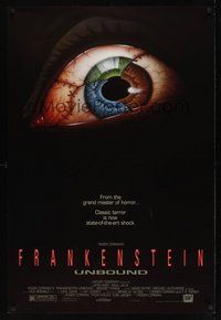 6y513 FRANKENSTEIN UNBOUND 1sh '90 Roger Corman, cool stitched eyeball art by Christian!